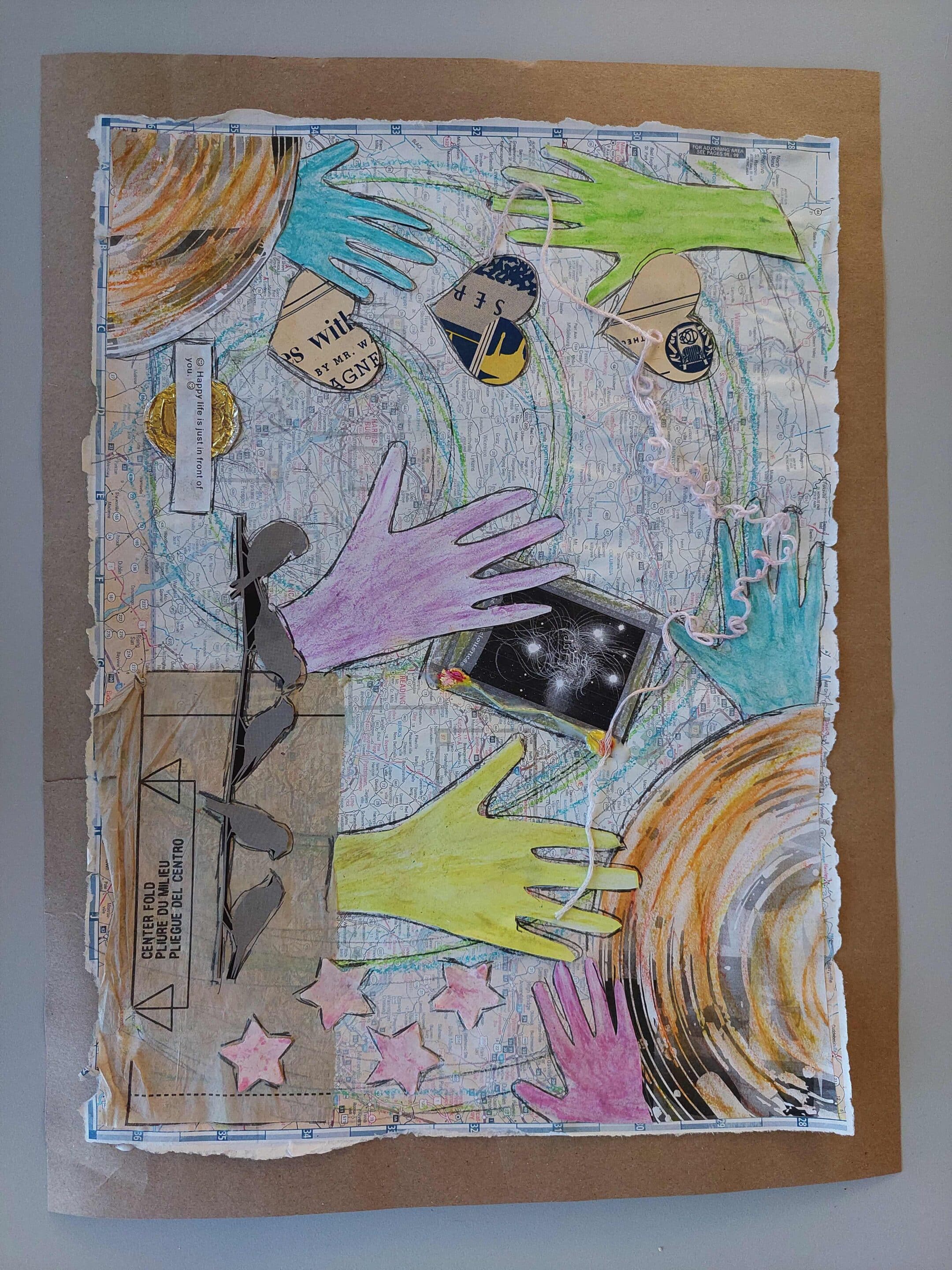 Detail of art therapy work in progress